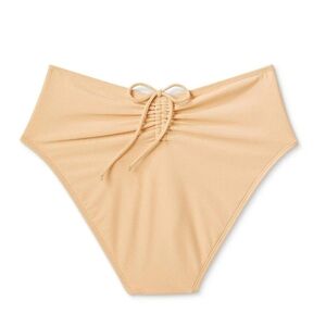 Lurex Cinched Tie Back High Waist Medium Coverage Bikini Bottom | Shade & Shore